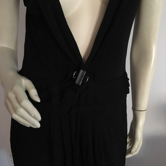 St. John couture black sleeveless dress w/plunge neckline - Picture 9 of 14